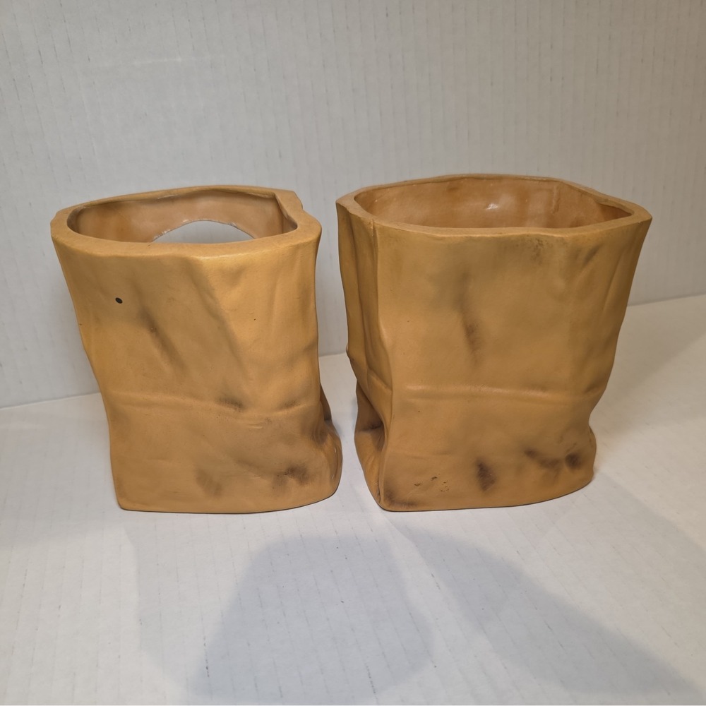 Paper bag Clay pottery luminaria Votive Justin Southwest New Mexico Vtg Signed - Picture 3 of 7